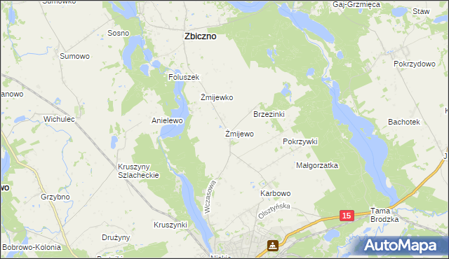 mapa Żmijewo gmina Zbiczno, Żmijewo gmina Zbiczno na mapie Targeo