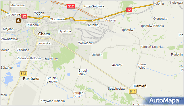 mapa Józefin gmina Kamień, Józefin gmina Kamień na mapie Targeo