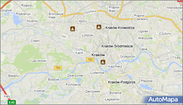 mapa Krakowa, Kraków na mapie Targeo