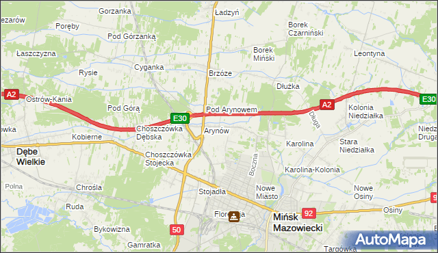 mapa Królewiec gmina Mińsk Mazowiecki, Królewiec gmina Mińsk Mazowiecki na mapie Targeo