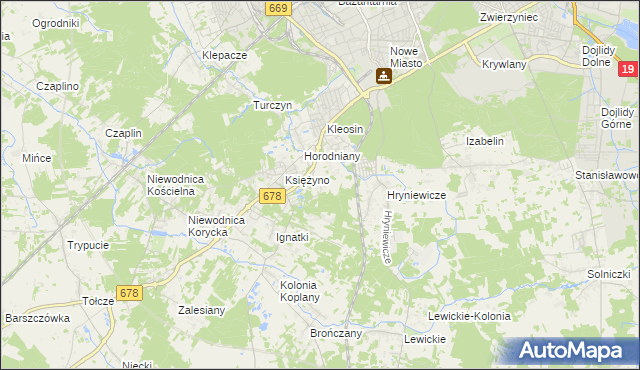 mapa Księżyno-Kolonia, Księżyno-Kolonia na mapie Targeo