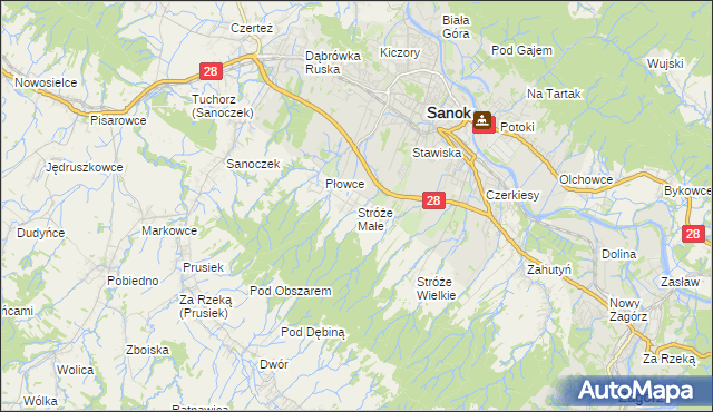 mapa Stróże Małe, Stróże Małe na mapie Targeo