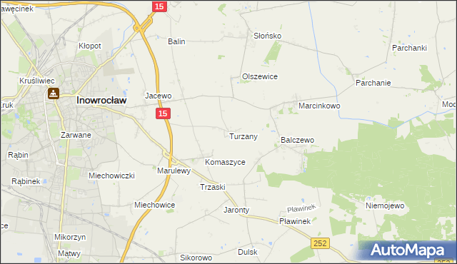 mapa Turzany gmina Inowrocław, Turzany gmina Inowrocław na mapie Targeo