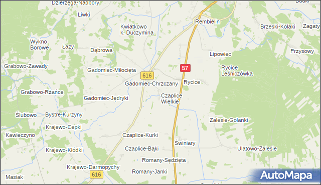 mapa Czaplice Wielkie, Czaplice Wielkie na mapie Targeo