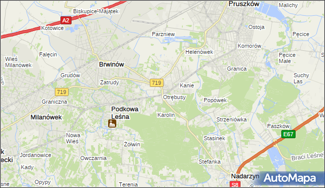 mapa Otrębusy, Otrębusy na mapie Targeo