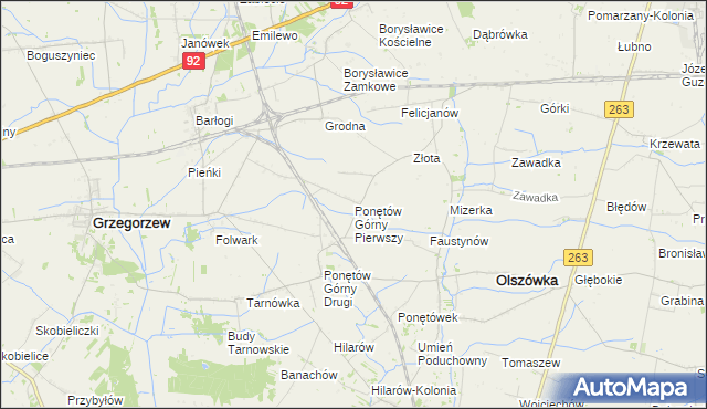 mapa Ponętów Górny Pierwszy, Ponętów Górny Pierwszy na mapie Targeo