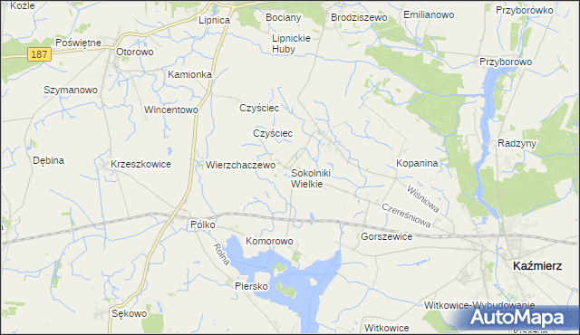 mapa Sokolniki Wielkie, Sokolniki Wielkie na mapie Targeo