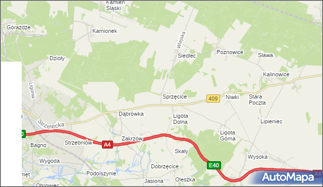 mapa Sprzęcice, Sprzęcice na mapie Targeo