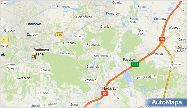 mapa Strzeniówka, Strzeniówka na mapie Targeo