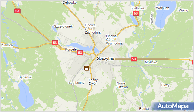 mapa Szczytno, Szczytno na mapie Targeo