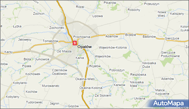 mapa Wąworków, Wąworków na mapie Targeo