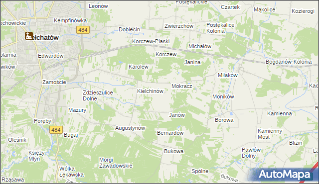 mapa Wiktorów gmina Bełchatów, Wiktorów gmina Bełchatów na mapie Targeo