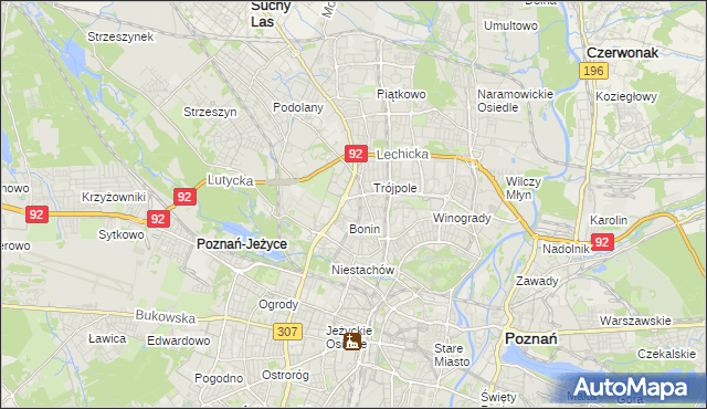 mapa Winiary gmina Poznań, Winiary gmina Poznań na mapie Targeo