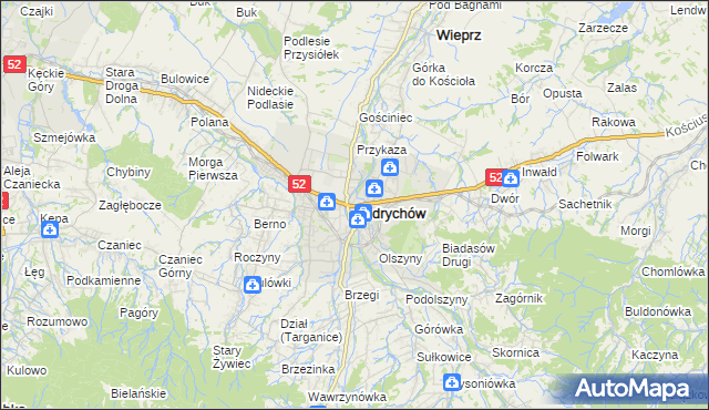 mapa Andrychów, Andrychów na mapie Targeo