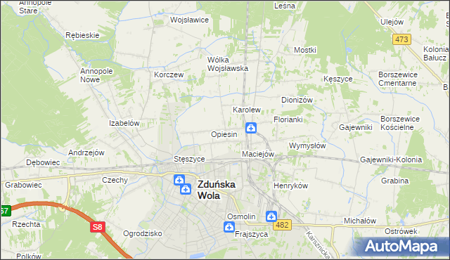 mapa Beniaminów gmina Zduńska Wola, Beniaminów gmina Zduńska Wola na mapie Targeo