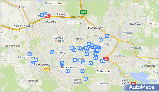 mapa Białegostoku, Białystok na mapie Targeo