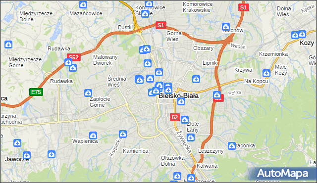 mapa Bielsko-Białej, Bielsko-Biała na mapie Targeo