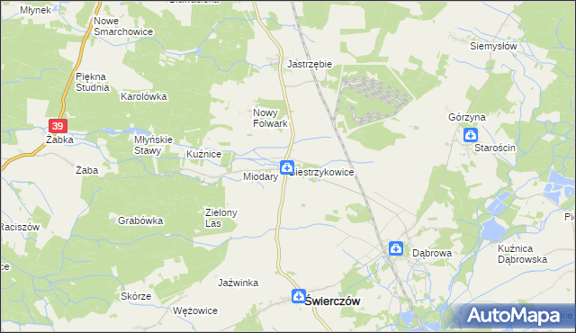mapa Biestrzykowice, Biestrzykowice na mapie Targeo