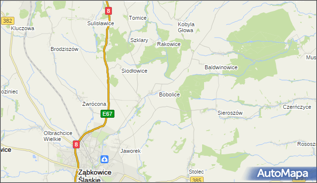 mapa Bobolice gmina Ząbkowice Śląskie, Bobolice gmina Ząbkowice Śląskie na mapie Targeo