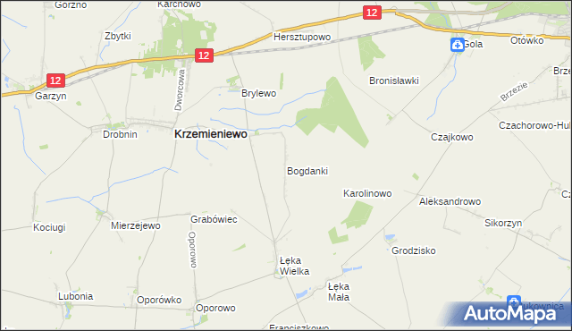 mapa Bogdanki gmina Poniec, Bogdanki gmina Poniec na mapie Targeo