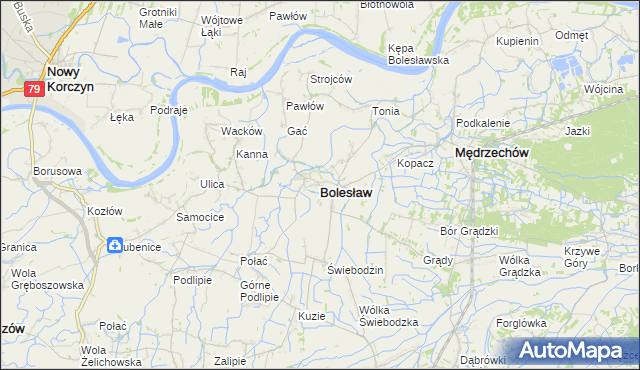 mapa Bolesław powiat dąbrowski, Bolesław powiat dąbrowski na mapie Targeo