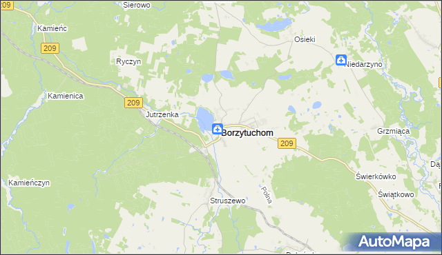 mapa Borzytuchom, Borzytuchom na mapie Targeo