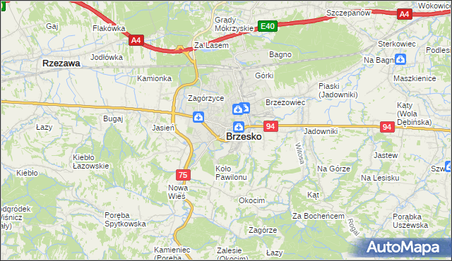 mapa Brzesko, Brzesko na mapie Targeo