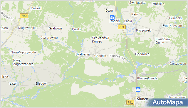 mapa Chechło gmina Klucze, Chechło gmina Klucze na mapie Targeo