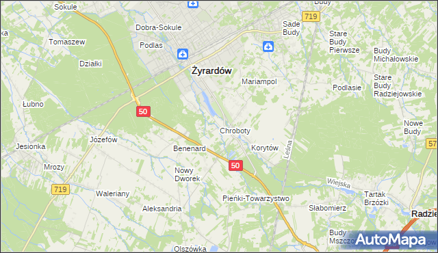 mapa Chroboty, Chroboty na mapie Targeo