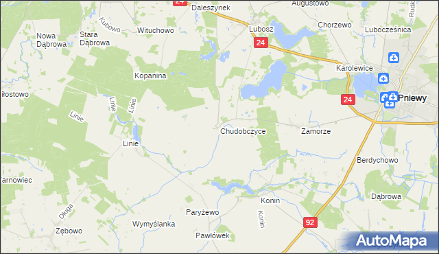 mapa Chudobczyce, Chudobczyce na mapie Targeo