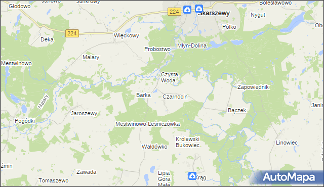 mapa Czarnocin gmina Skarszewy, Czarnocin gmina Skarszewy na mapie Targeo