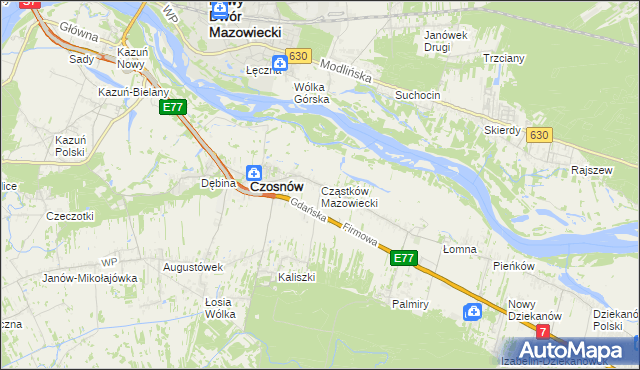 mapa Cząstków Mazowiecki, Cząstków Mazowiecki na mapie Targeo