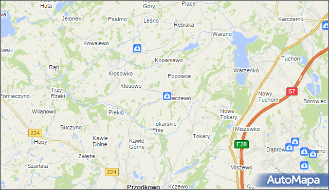 mapa Czeczewo gmina Przodkowo, Czeczewo gmina Przodkowo na mapie Targeo