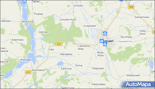 mapa Czerwona Wieś, Czerwona Wieś na mapie Targeo