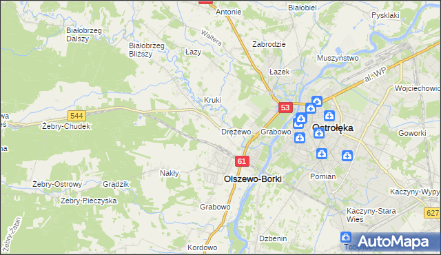 mapa Drężewo, Drężewo na mapie Targeo