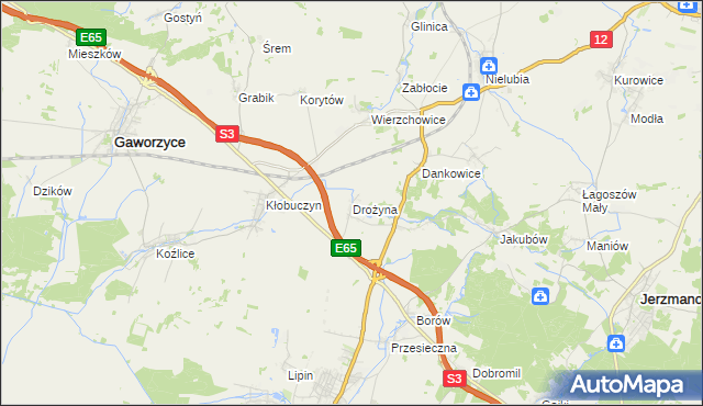mapa Drożyna, Drożyna na mapie Targeo
