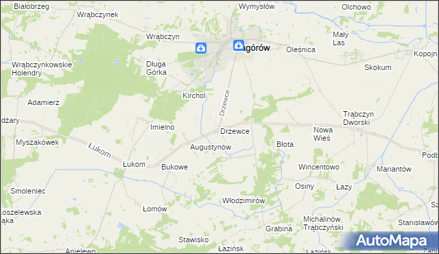 mapa Drzewce gmina Zagórów, Drzewce gmina Zagórów na mapie Targeo
