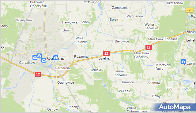 mapa Dzielna gmina Opoczno, Dzielna gmina Opoczno na mapie Targeo