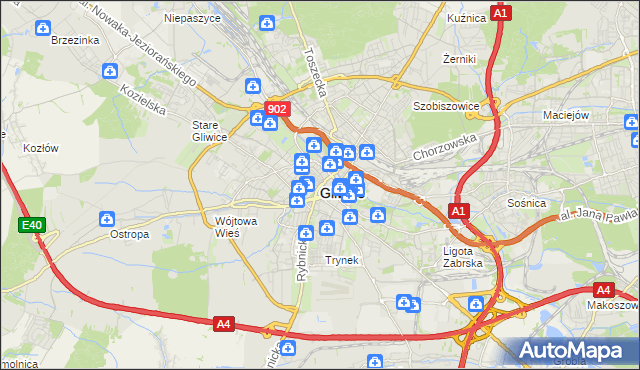 mapa Gliwic, Gliwice na mapie Targeo