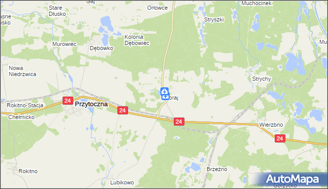 mapa Goraj gmina Przytoczna, Goraj gmina Przytoczna na mapie Targeo