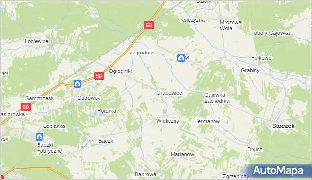 mapa Grabowiec gmina Stoczek, Grabowiec gmina Stoczek na mapie Targeo