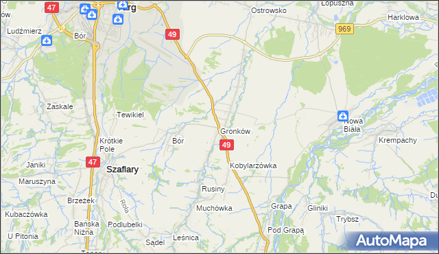 mapa Gronków, Gronków na mapie Targeo