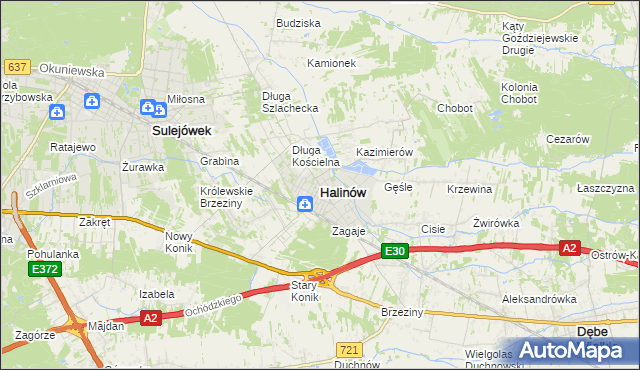 mapa Halinów powiat miński, Halinów powiat miński na mapie Targeo