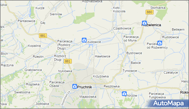 mapa Hawłowice, Hawłowice na mapie Targeo