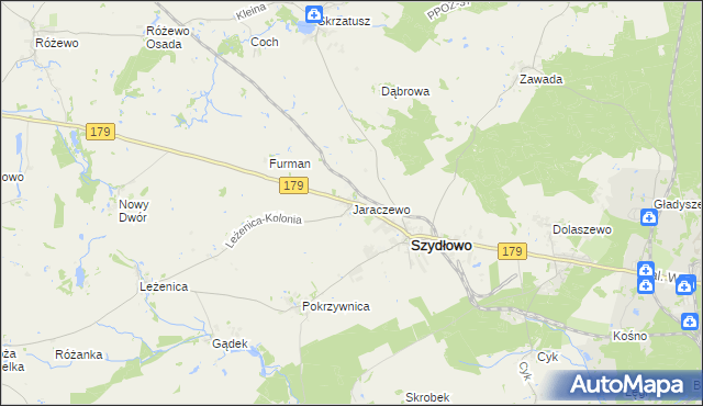 mapa Jaraczewo gmina Szydłowo, Jaraczewo gmina Szydłowo na mapie Targeo