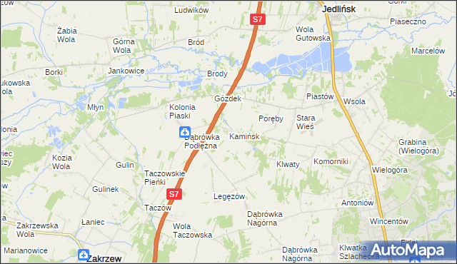 mapa Kamińsk gmina Jedlińsk, Kamińsk gmina Jedlińsk na mapie Targeo