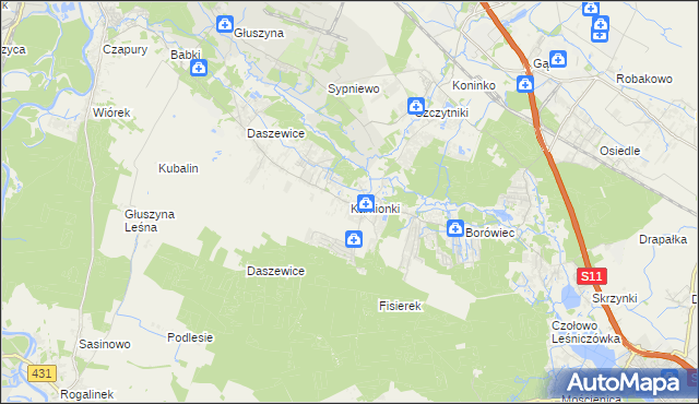 mapa Kamionki gmina Kórnik, Kamionki gmina Kórnik na mapie Targeo