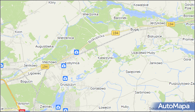 mapa Katarzynki gmina Swarzędz, Katarzynki gmina Swarzędz na mapie Targeo