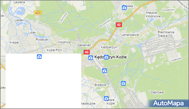 mapa Kędzierzyna-Koźle, Kędzierzyn-Koźle na mapie Targeo