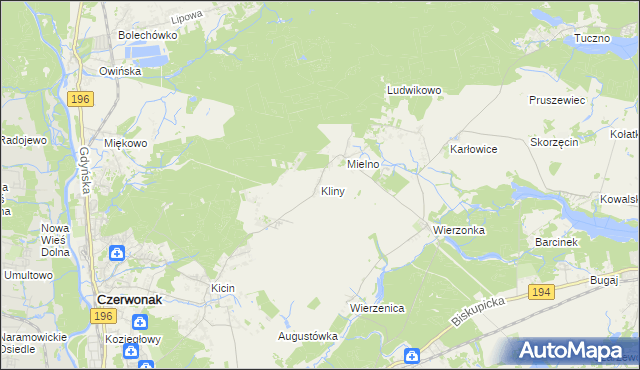 mapa Kliny gmina Czerwonak, Kliny gmina Czerwonak na mapie Targeo